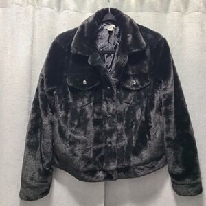 Faux Fur Jacket Plush Black Teddy Falls‎ Creek M